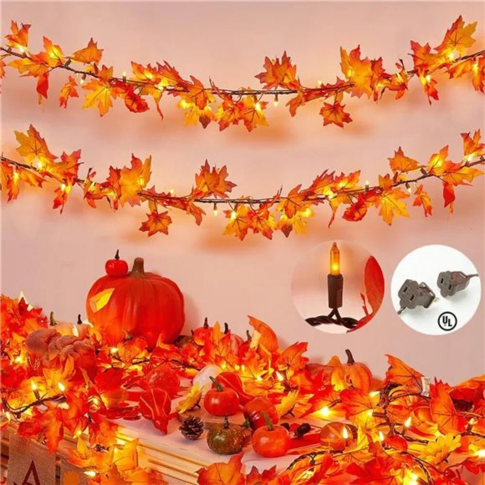 Fall Decorations for Home 9FT Plug in Thanksgiving Lights Lighted Fall Garland